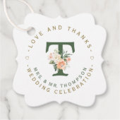 Rosa Blütenblütenmonogramm Geschenkanhänger (Vorderseite)