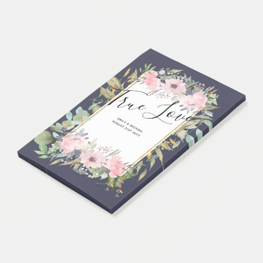 Rosa Blütenblütensaft Grüne Hochzeit Post-it Klebezettel (angewinkelt)