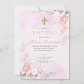Rosa Blütenblütentaufe en espanol Einladung (Vorderseite)
