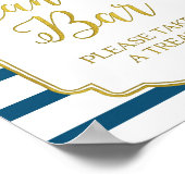Rosa Blütenbonbons Bar signieren Gold Navy Blaue S Poster (Ecke)