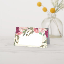 Rosa blütenbordeauxrote Hochzeitsplatz für Elfenbe Platzkarte