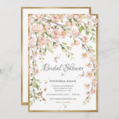 Rosa Blütenbotanisches Brautparty Einladung (Vorne/Hinten)