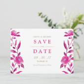 Rosa Blütenbraun Chinoiserie Hochzeit speichern Da Save The Date (Stehend Vorderseite)