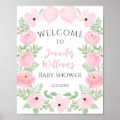 Rosa Blütenbrust Babydusche Willkommensschild Poster (Vorne)