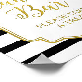 Rosa Blütencreme Bar signieren Goldschwarze Streif Poster (Ecke)