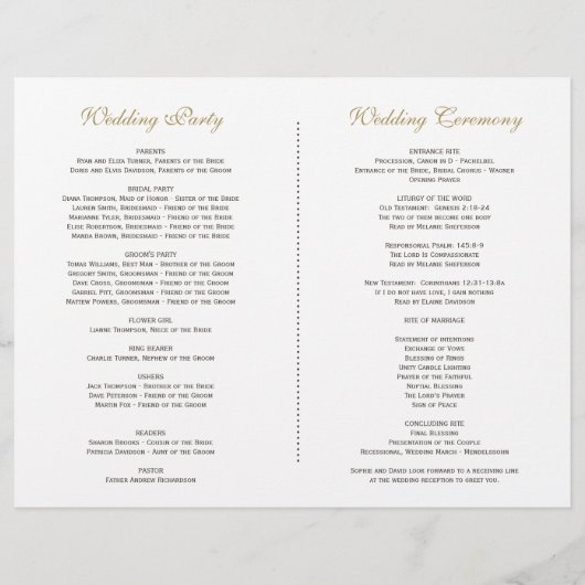 Rosa Blütencreme-Hochzeitsprogramm (Rückseite)