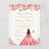 Rosa Blütendarmdruckerin 16 . Geburtstag Postkarte (Vorderseite)