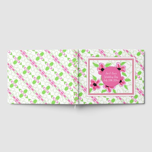 Rosa Blütendekoration Gästebuch (Voll)