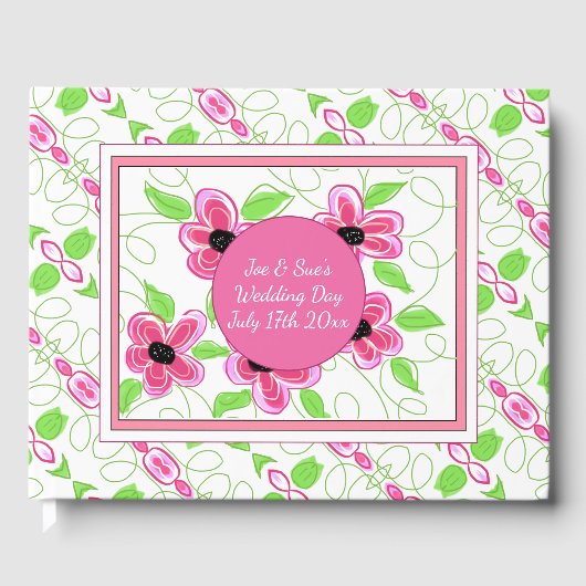 Rosa Blütendekoration Gästebuch (Vorderseite)