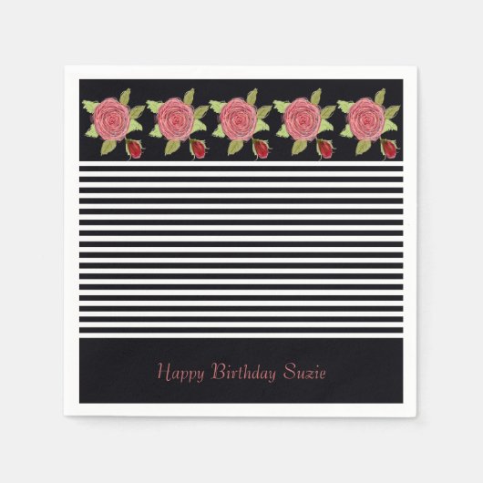 Rosa Blütendekoration Serviette (Vorderseite)