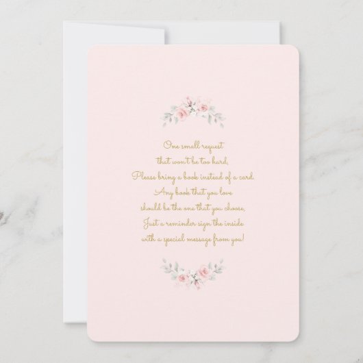 Rosa Blütendusche Einladung (Rückseite)