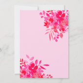 Rosa Blütendusche mit rosa Rahmen und rosa Blütend Dankeskarte (Rückseite)