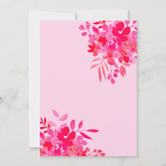 Rosa Blütendusche mit rosa Rahmen und rosa Blütend Einladung (Rückseite)