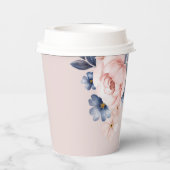 Rosa Blütendusche Rustikal Moderne Babydusche Pappbecher (Rückseite)