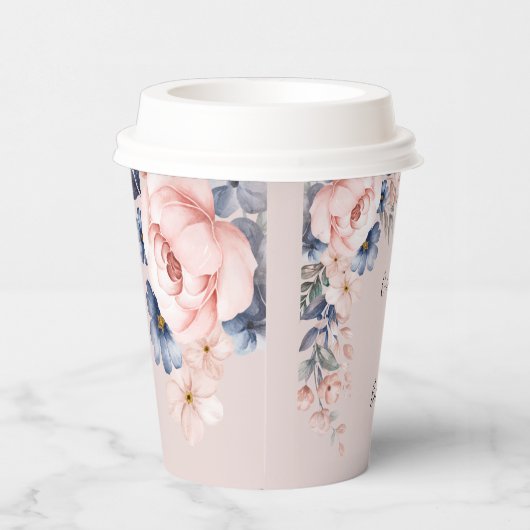 Rosa Blütendusche Rustikal Moderne Babydusche Pappbecher (Rechts)