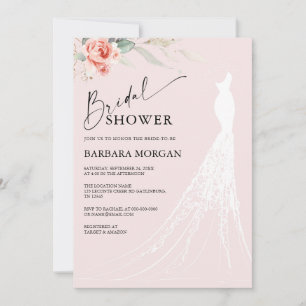 Rosa Blütendusche und Grüne Bridal Einladung