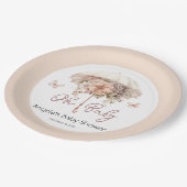 Rosa Blütendusche Vintager Schirm Pappteller (Schrägansicht)