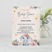 Rosa Blütenelefone Einladung (Stehend Vorderseite)