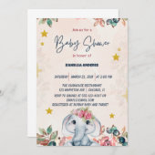 Rosa Blütenelefone Einladung (Vorne/Hinten)