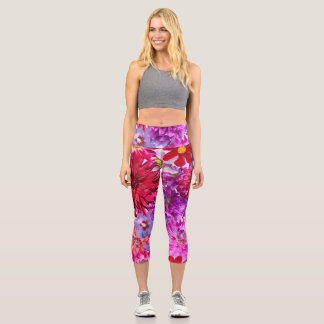 Rosa Blütenernte Capri Leggings