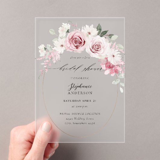 Rosa Blütenfarbe Brautparty 2 Acryleinladungen (Insitu (Handheld))