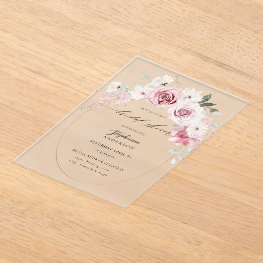 Rosa Blütenfarbe Brautparty 2 Acryleinladungen (Ablage )