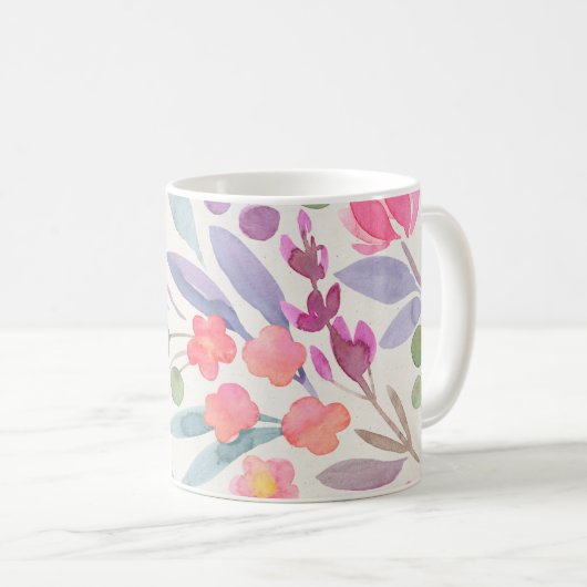 Rosa Blütenfarbe Einfache Farbe Kaffeetasse (VorderseiteRechts)