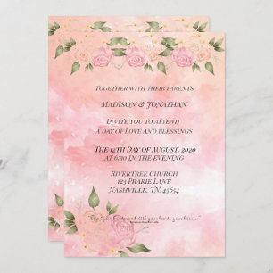 Rosa Blütenfarbe Einladung