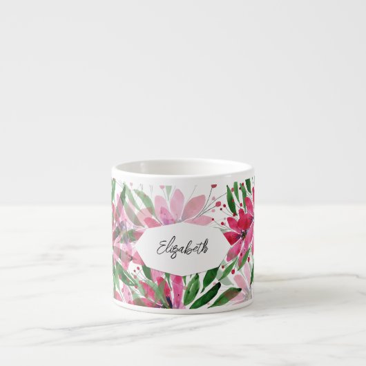 Rosa Blütenfarbe Espressotasse (Vorderseite)