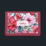 Rosa Blütenfarbe Farbe Tri-fold Geldbeutel<br><div class="desc">Rosa bläserfarbenes,  dreifach gefärbtes Ballet mit tropischen Blume Muster,  Mit dieser Vorlagenoption können Sie Text ändern</div>