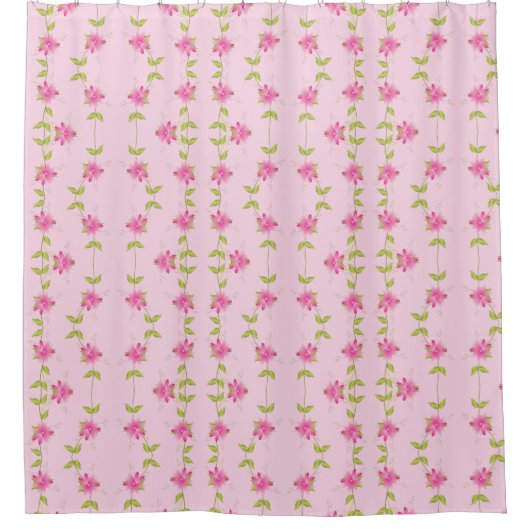Rosa Blütenfarbe mit Kalkgrün Duschvorhang (Vorderseite)