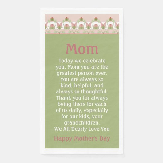 Rosa Blütenfarbe und hellgrün Serviette (Vorderseite)