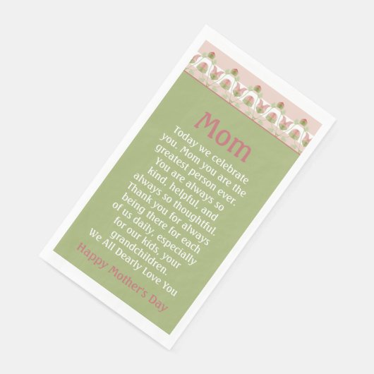 Rosa Blütenfarbe und hellgrün Serviette (Ecke)