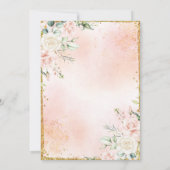 Rosa Blütenfarbe Wasserfarbe Gold Quinceñera Einladung (Rückseite)