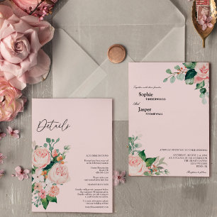 Rosa Blütenfarben - alles in einer Hochzeit Einladung