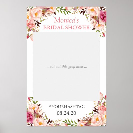 Rosa Blütenfarben Elegantes Brautparty Foto Prop. Poster (Vorne)