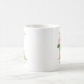 Rosa Blütenfarben, Goldbuchstaben, K-Monogramm Kaffeetasse (Mittel)