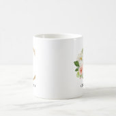 Rosa Blütenfarben, goldener Letter C Monogramm Kaffeetasse (Mittel)