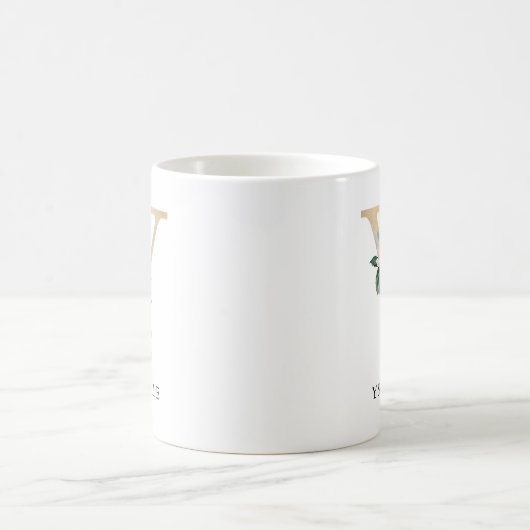 Rosa Blütenfarben, goldener Letter Y Monogram Kaffeetasse (Mittel)