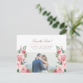 Rosa Blütenfarben Hochzeit speichern Sie das Datum Ankündigungspostkarte (Stehend Vorderseite)