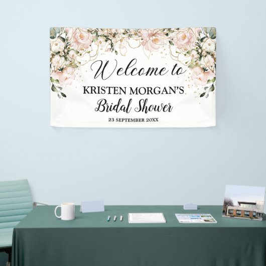 Rosa blütenfarbene Rose Gold Brautparty Banner (Messeveranstaltung)