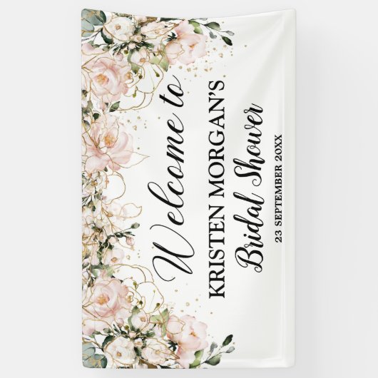 Rosa blütenfarbene Rose Gold Brautparty Banner (Vertikal)