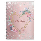 Rosa blütenfarbener Glitzer Notizblock (Vorderseite)