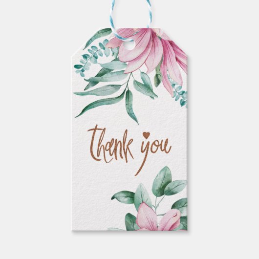 Rosa blütenfarbenes Kupfer-Brautparty Vielen Dank Geschenkanhänger (Vorderseite)