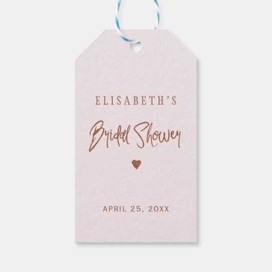 Rosa blütenfarbenes Kupfer-Brautparty Vielen Dank Geschenkanhänger (Rückseite)