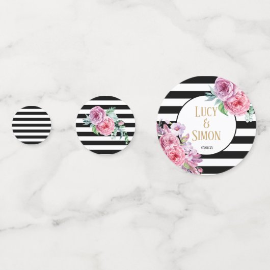 Rosa Blütenfeier Konfetti (Rückseiten)