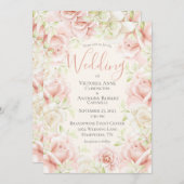 Rosa Blütenflora Elegante romantische Hochzeit Einladung (Vorne/Hinten)