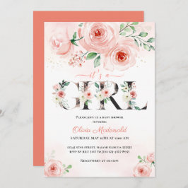 Rosa Blütenflora Es ist eine Girl Baby Dusche Einladung