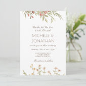 Rosa Blütenflora Modernes Design Christliche Hochz Einladung (Stehend Vorderseite)