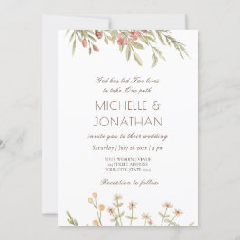 Rosa Blütenflora Modernes Design Christliche Hochz Einladung